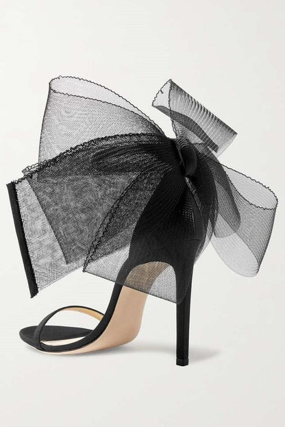 Miranda Bow-embellished Satin Sandals - Black