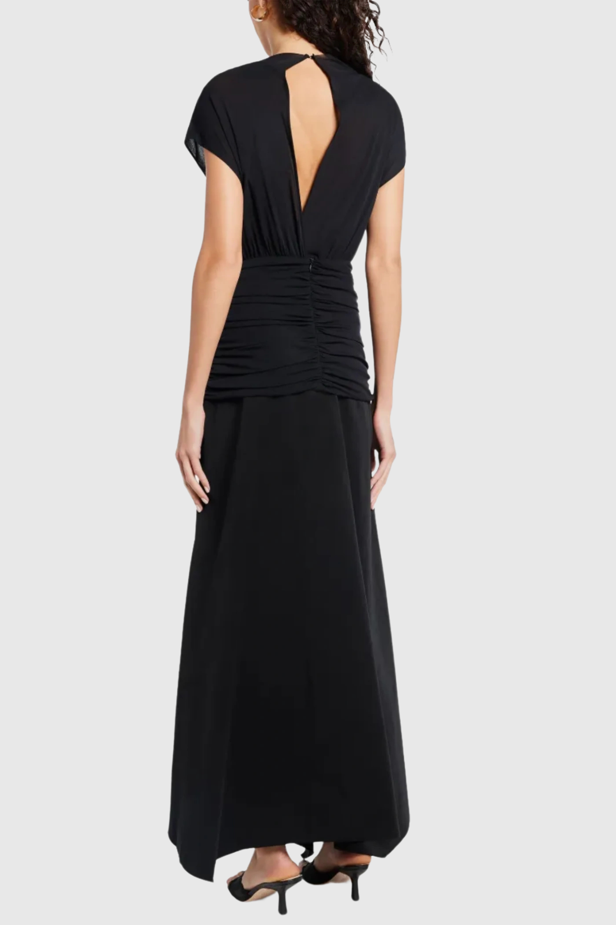 Mirzana Waist Cross Pleats Maxi Dress - Black
