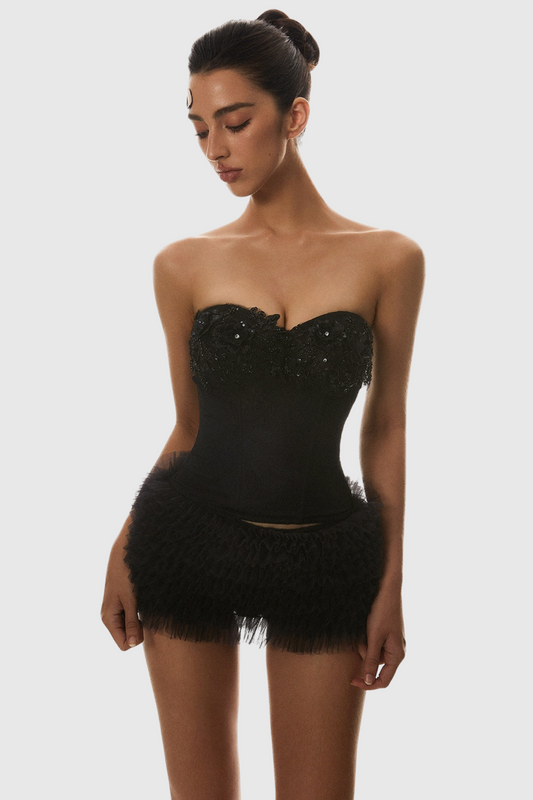 Nketia Sequin Embroidery Strapless Corset
