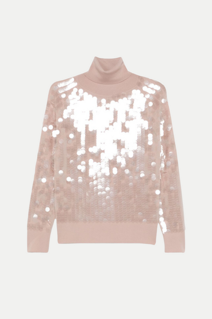 Odetia Sequin Turtleneck Knit Sweater