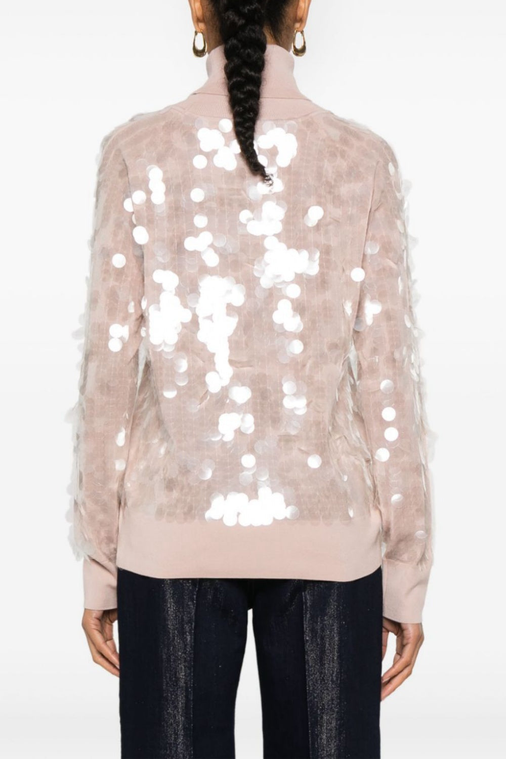 Odetia Sequin Turtleneck Knit Sweater