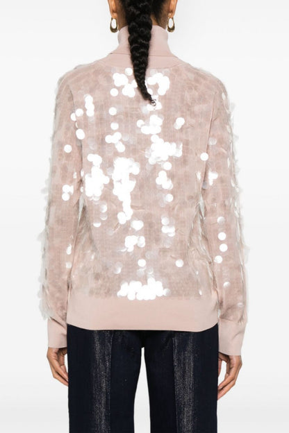 Odetia Sequin Turtleneck Knit Sweater