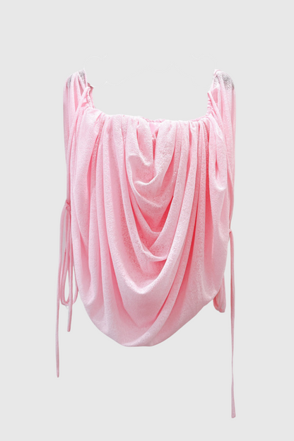 Odruta Off Shoulder Draped Top - Pink