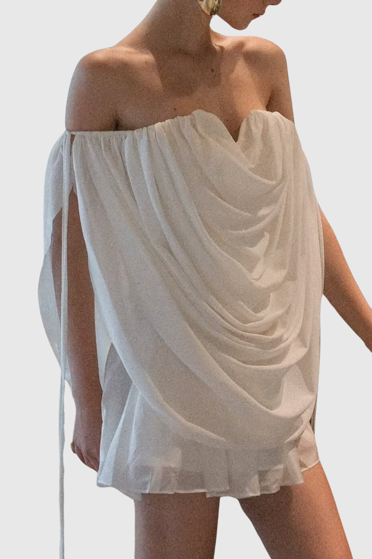 Odruta Off Shoulder Draped Top - White