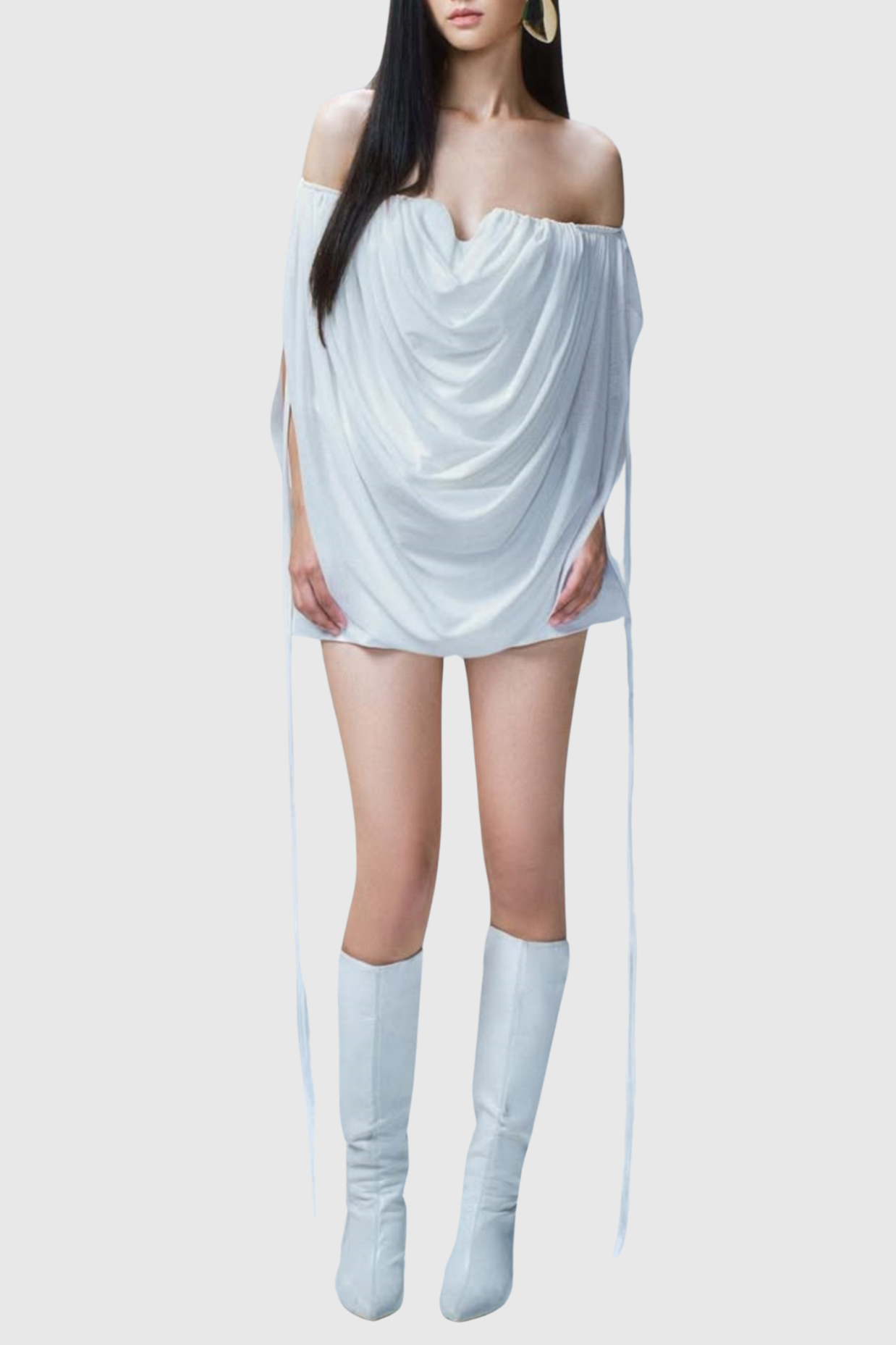 Odruta Off Shoulder Draped Top - White