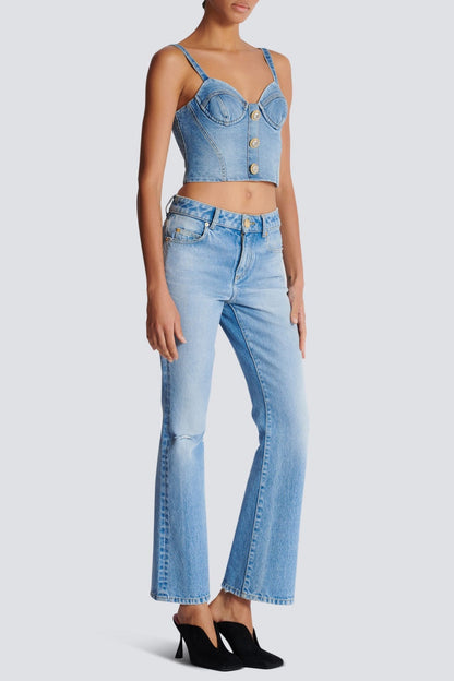 Ogana Gold Buttoned Denim Top