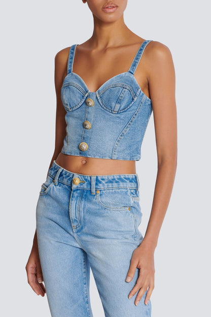 Ogana Gold Buttoned Denim Top