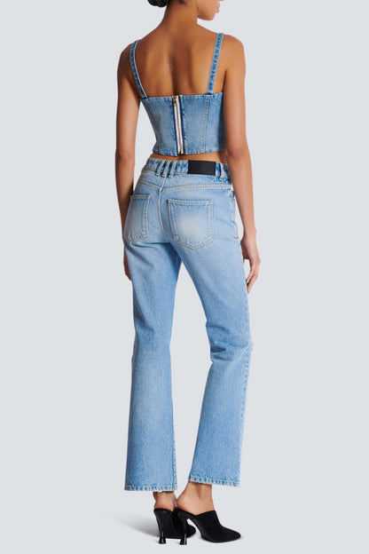 Ogana Gold Buttoned Denim Top