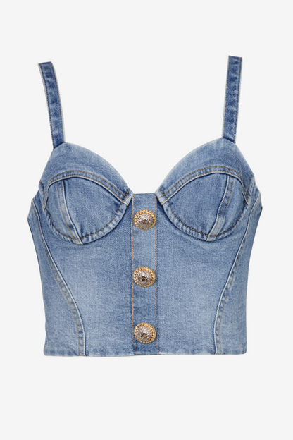 Ogana Gold Buttoned Denim Top