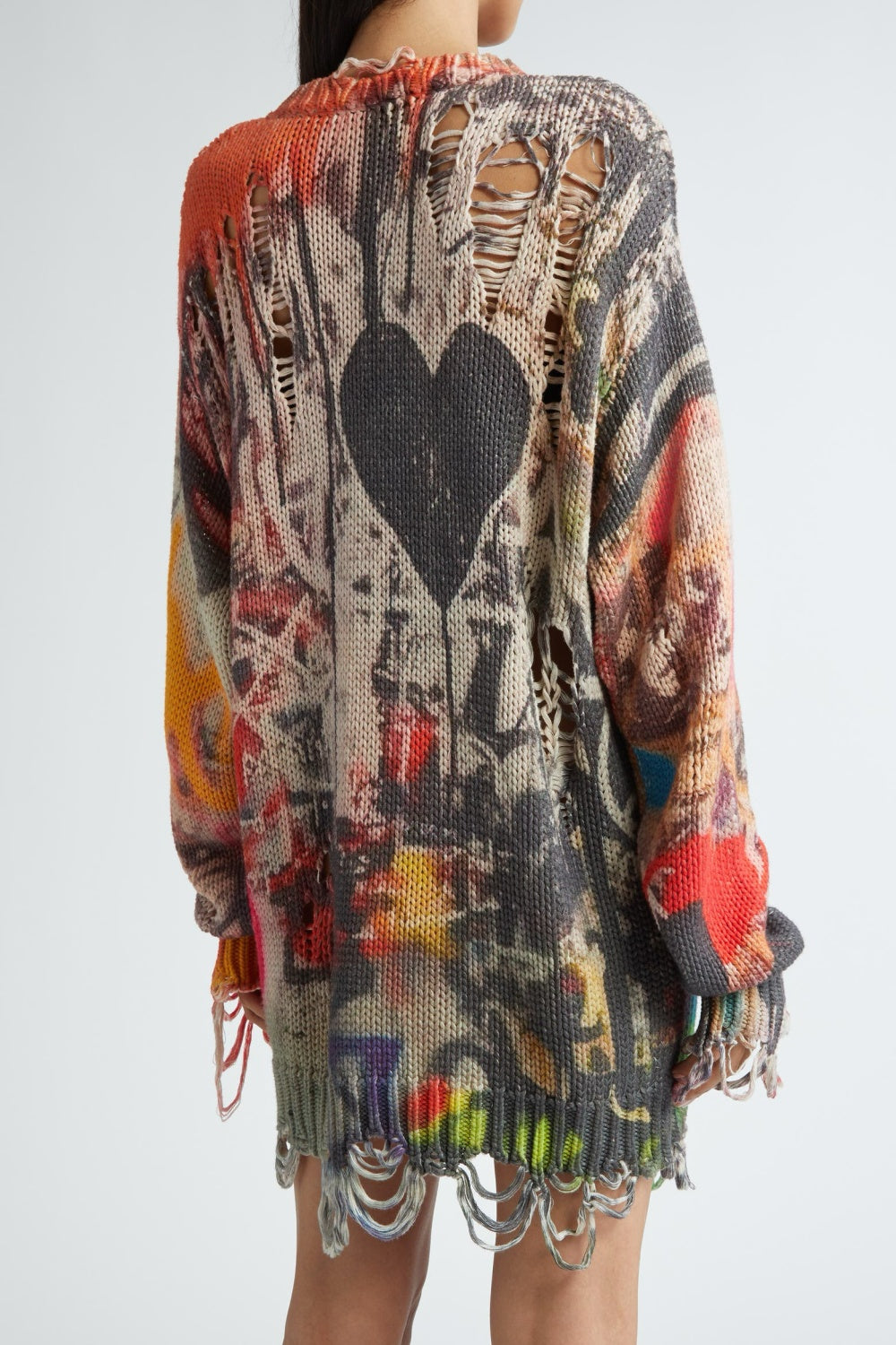 Onida Graffiti Printed Distressed Cardigan