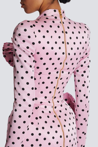 Ostelle Polka Dots Satin Mini Dress - Pink