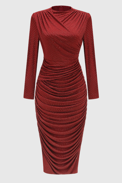 Pallavi Crystal Embellished Ruched Midi Dress