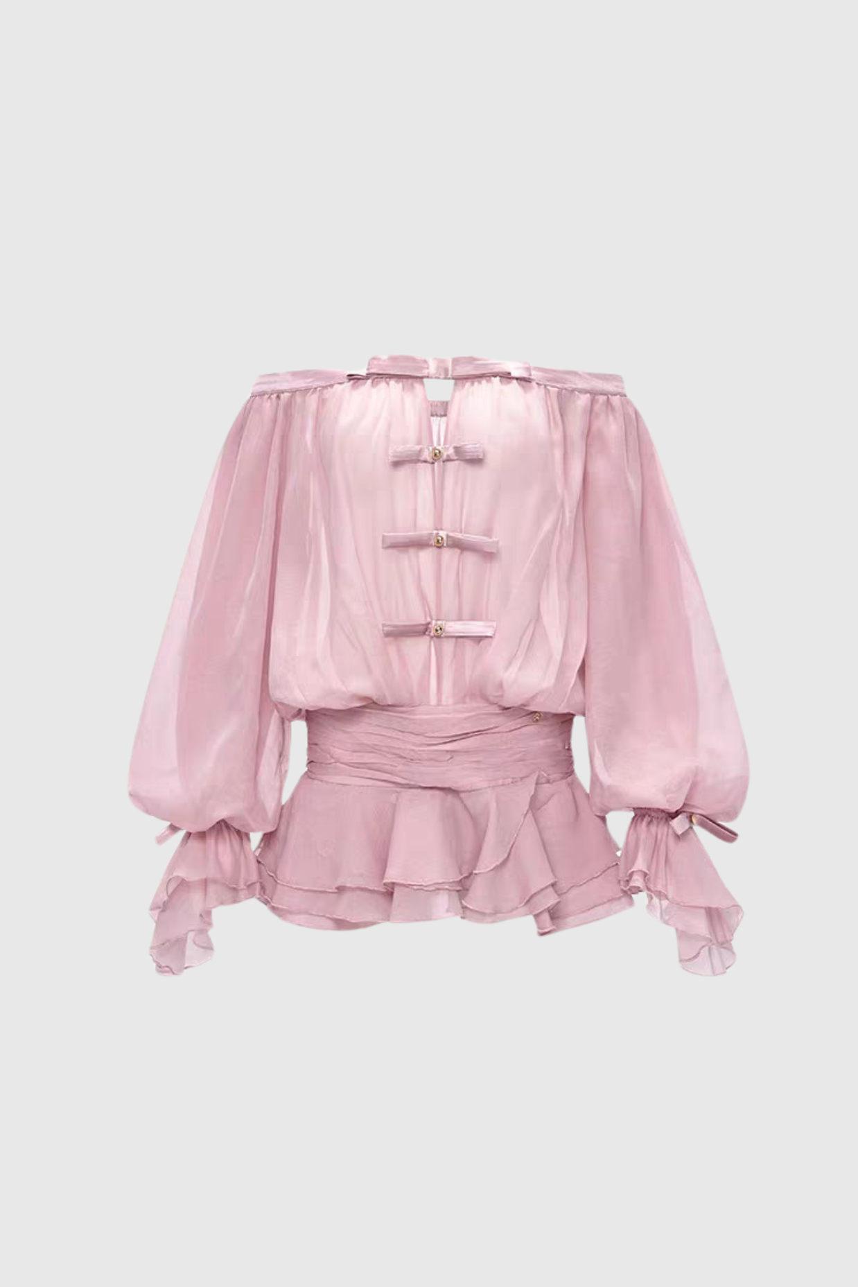 Raylene Off Shoulder Bow Ruffle Mini Dress - Pink