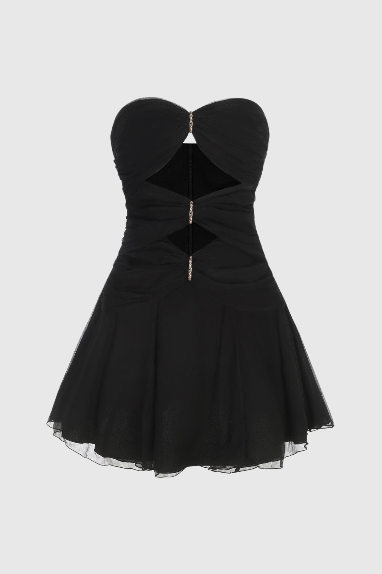 Rerynne Strapless Cutout Mini Dress - Black