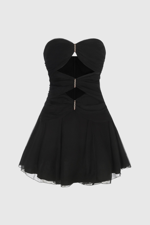 Rerynne Strapless Cutout Mini Dress - Black