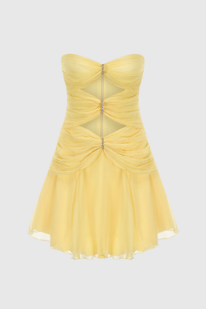 Rerynne Strapless Cutout Mini Dress - Yellow