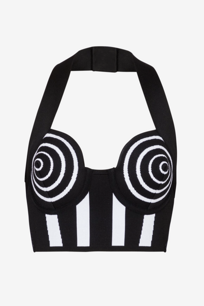 Ruelle Striped knit Halter Bandage Set