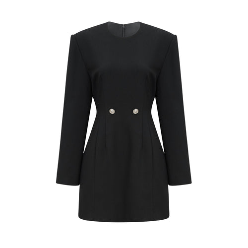 Magali black hourglass shoulder-padded mini dress (US Only)