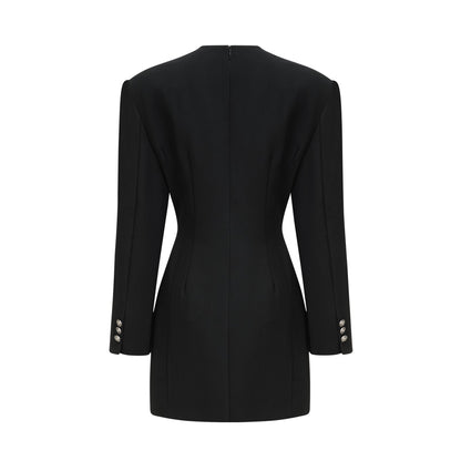 Magali black hourglass shoulder-padded mini dress (US Only)