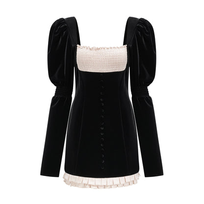 Coralie long-sleeved velvet mini dress