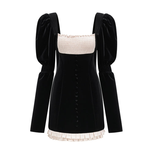 Coralie long-sleeved velvet mini dress