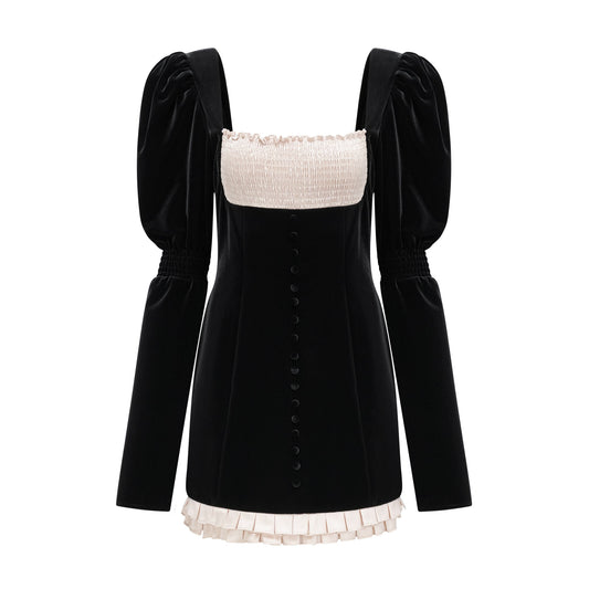 Coralie long-sleeved velvet mini dress