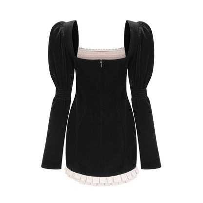 Coralie long-sleeved velvet mini dress