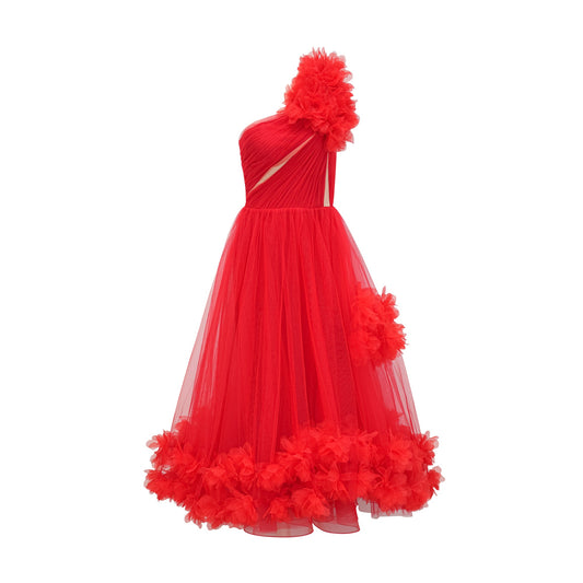 Victoire tulle-panelled midi dress