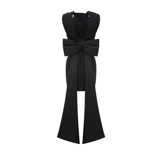Noémie black oversize-bow mini dress (US Only)