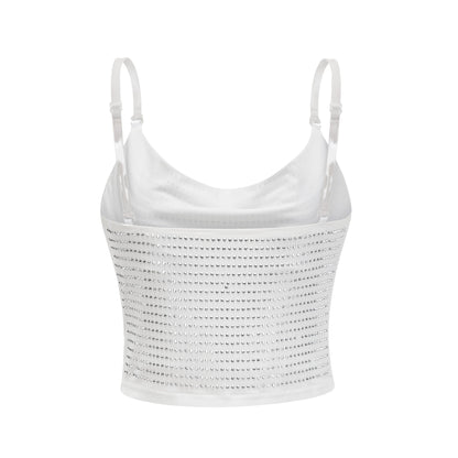 Sapphire rhinestone-embellished top & skirt matching set