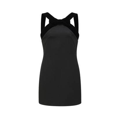 Catriona velvet-bow low-back mini dress