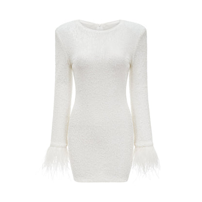 Amorata feather-trim embellished dress