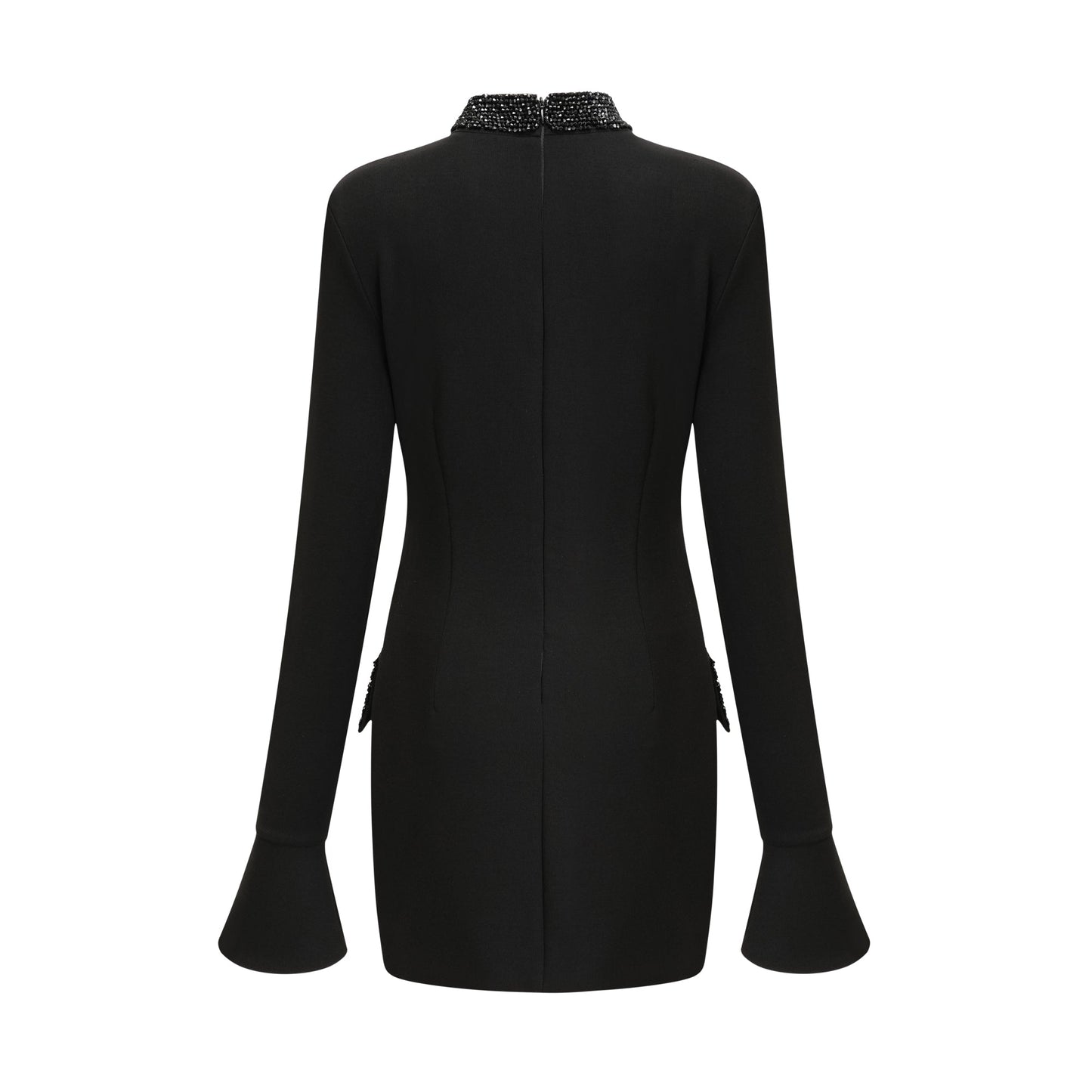 Gaëlle black embellished long-sleeved dress (US Only)