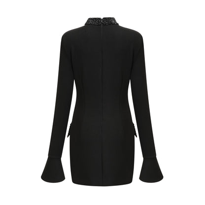 Gaëlle black embellished long-sleeved dress (US Only)