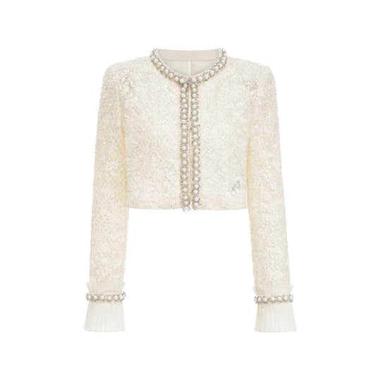 Madeleine floral faux-pearl trim jacket
