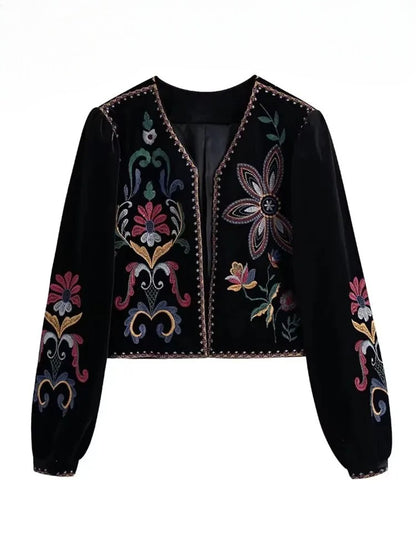 Velora Vintage Velvet Embroidered Jacket