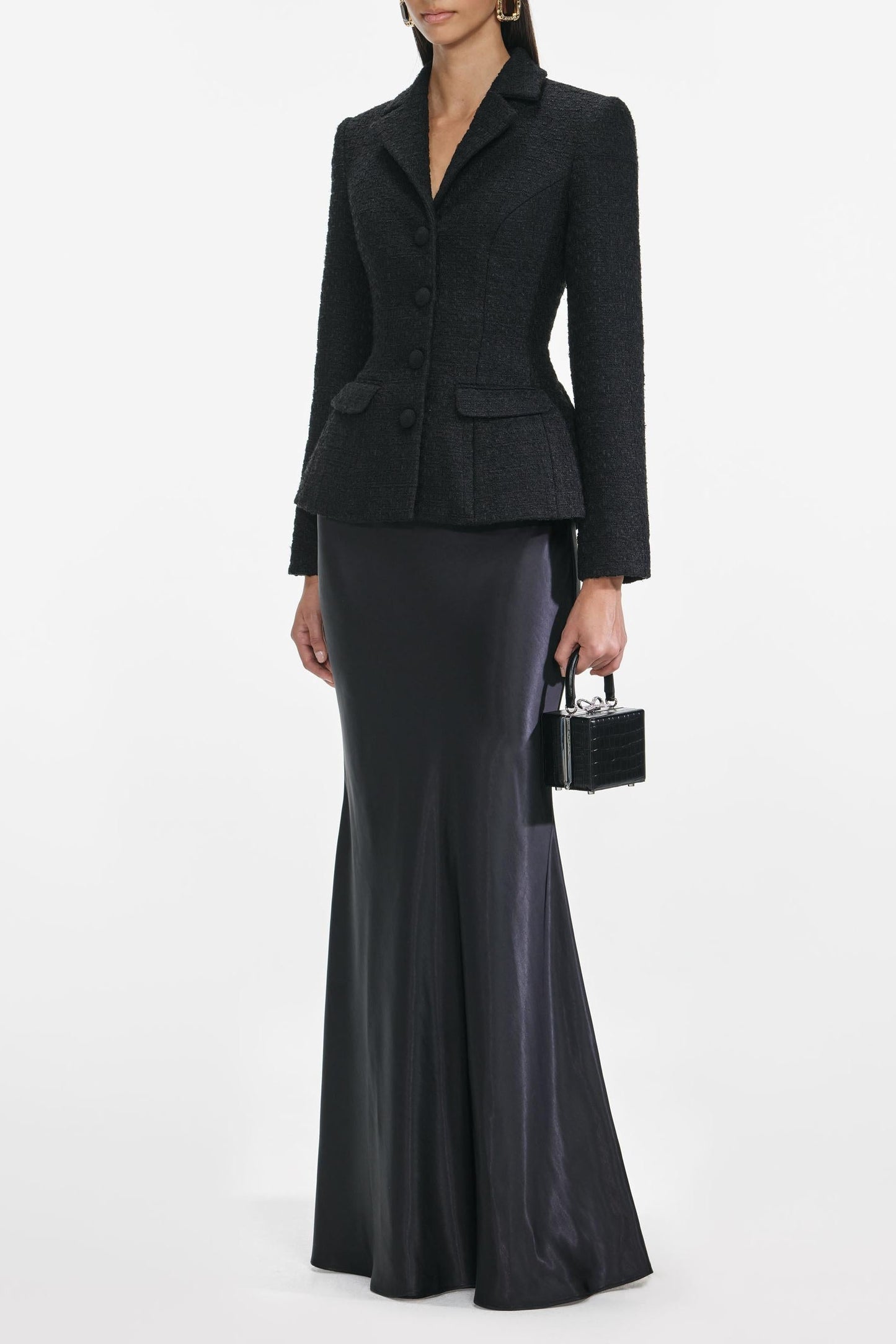 Samanta Tweed Jacket Satin Skirt Matching Set