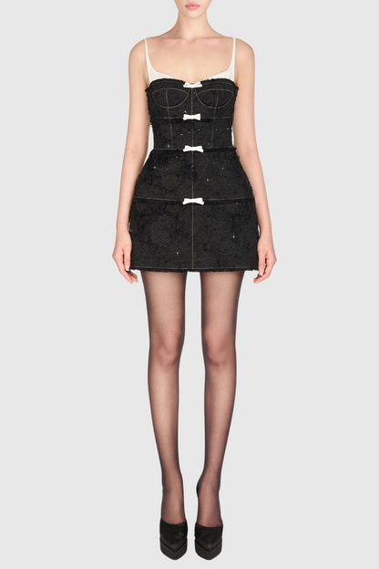 Santos Jacquard Beaded Cape - Black