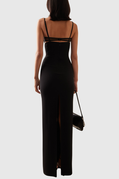 Sathva Cutout Mesh Maxi Bandage Dress