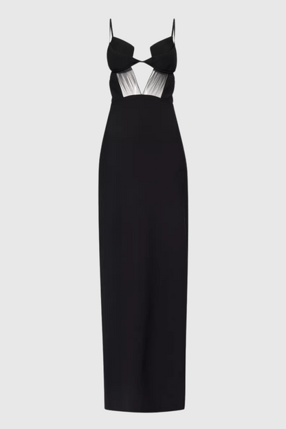 Sathva Cutout Mesh Maxi Bandage Dress