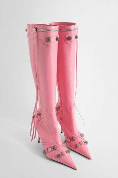 Shilia Zip Knee-high Boots - Pink