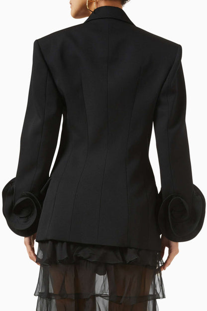 Sophia Rose Appliqué Blazer - Black