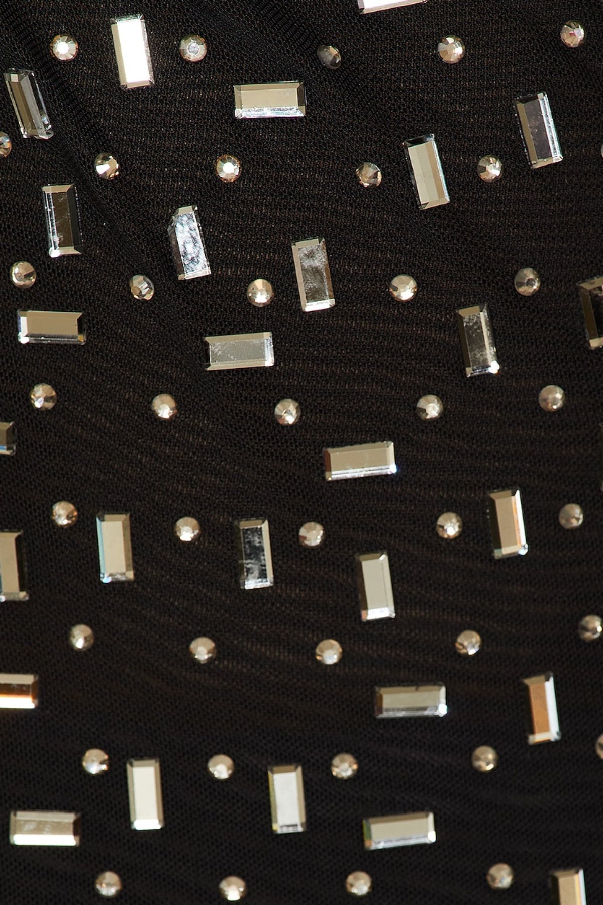 Teryl Rhinestone Embellished Cutout Mesh Maxi Dress