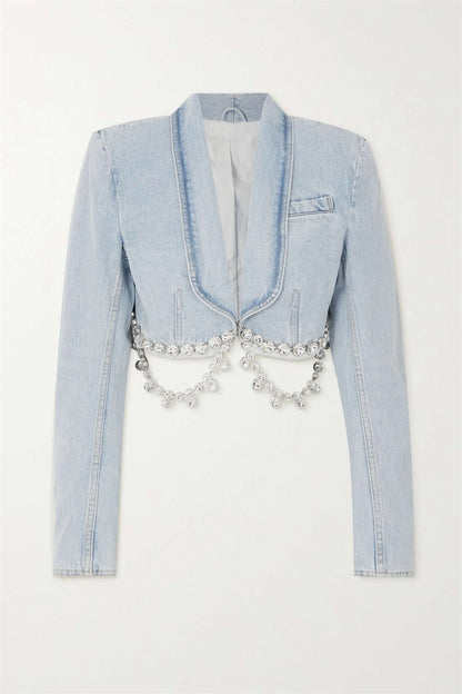 Tiana Rhinestone Denim Blazer