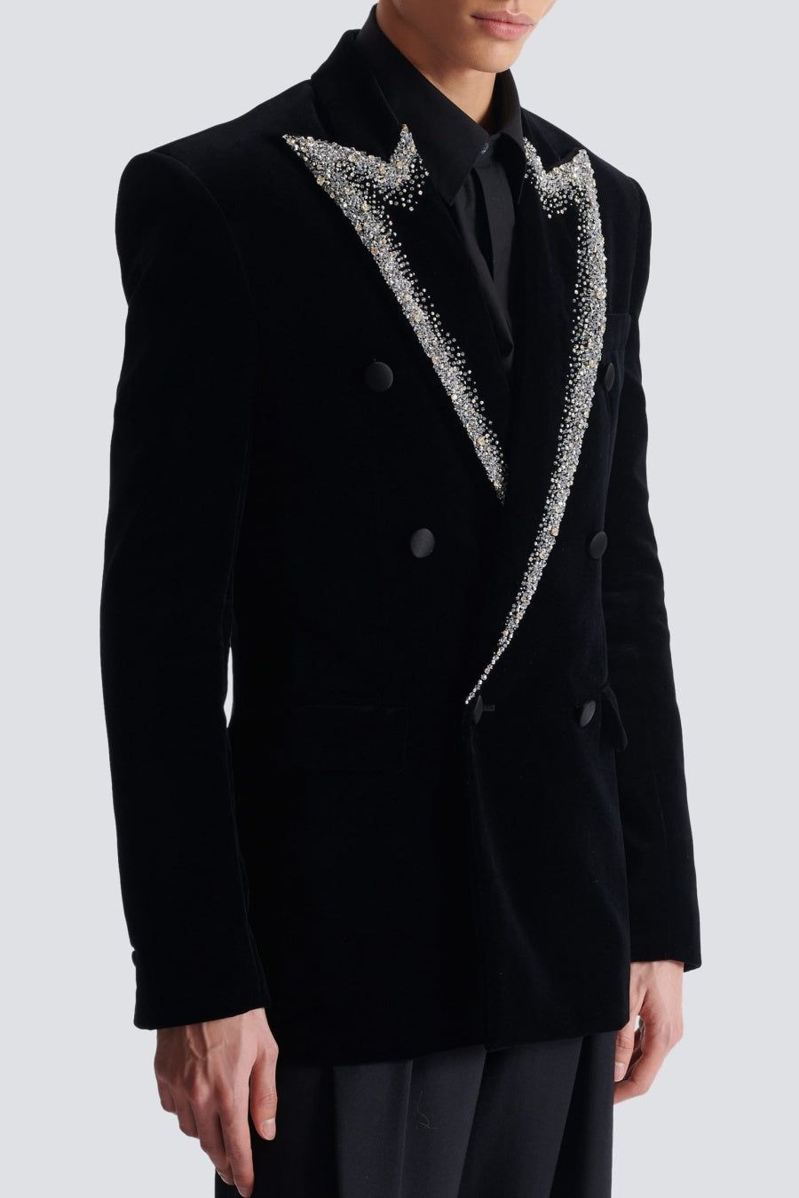 Trisha Velvet Crystal Embellished Blazer