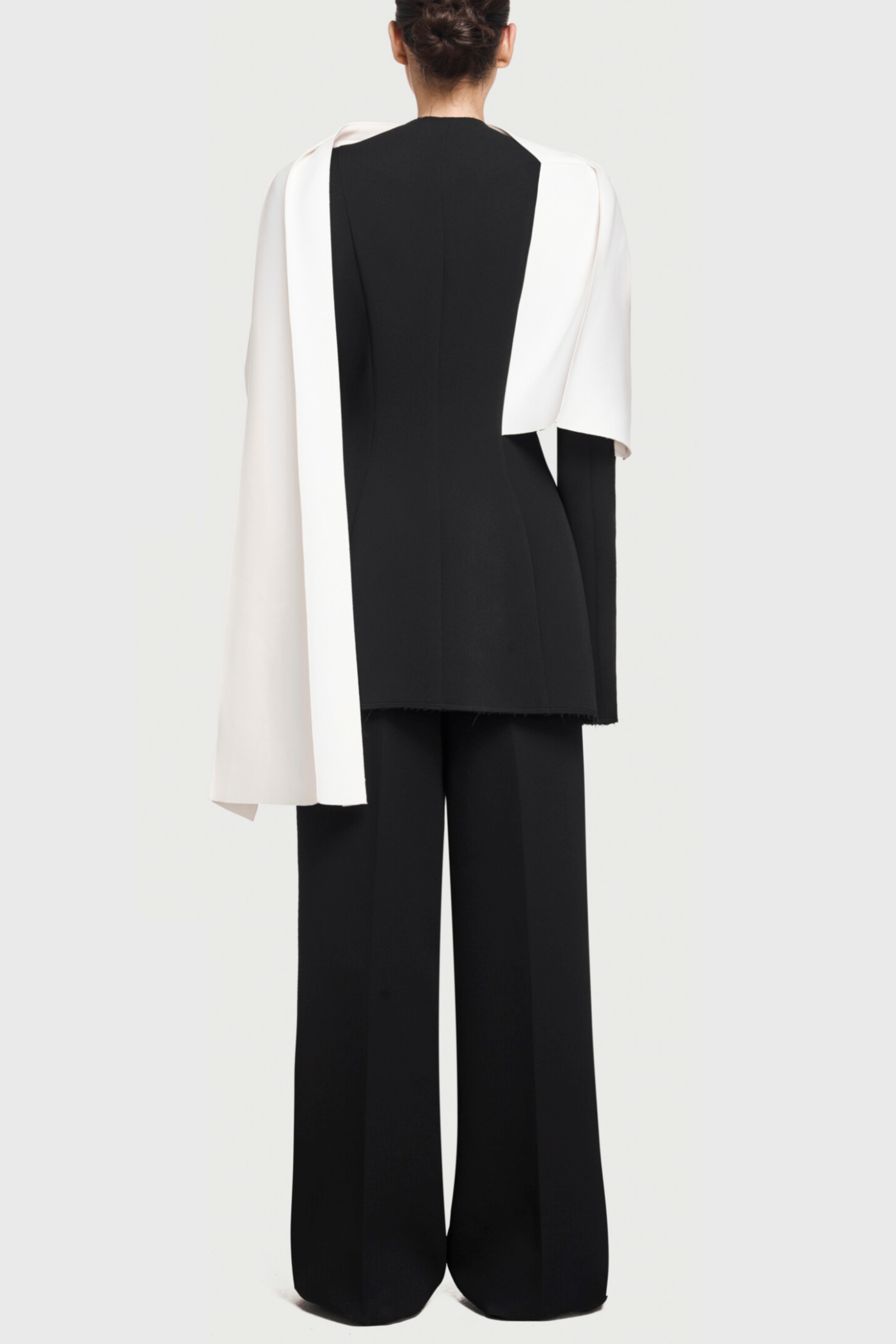 Tyanne Asymmetrical Shoulder Pleat Blazer Two Piece Set - Black