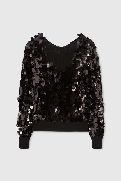 Tyne Sequin V--neck Knit Sweater