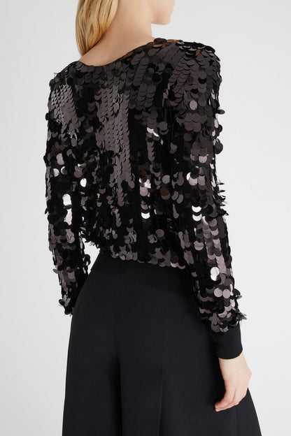 Tyne Sequin V--neck Knit Sweater