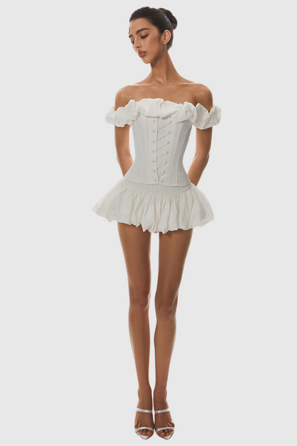 Tyora Puff Off Shoulder Lace Up Corset