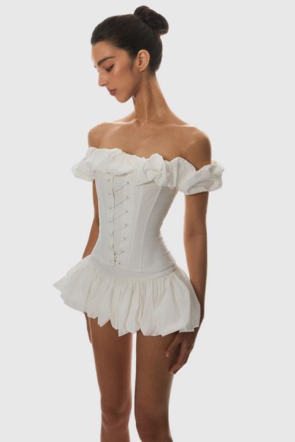 Tyora Puff Off Shoulder Lace Up Corset